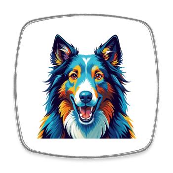 Scotch Collie Hunderasse Bunte Karikatur Kawaii - Viereckiger Kühlschrankmagnet - Weiß - Vorne