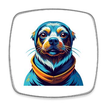 Seskar phoque chien race coloré dessin animé Kawaii - Magnet carré - blanc - Devant
