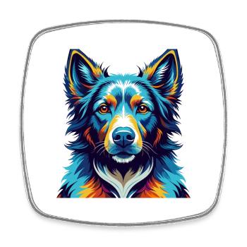 Ovcharka Chien Russe du Sud Race Dessin Animé Kawaii - Magnet carré - blanc - Devant