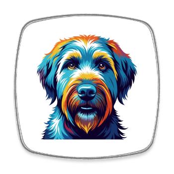 Wheaten Terrier à poil doux Dog Breed Cartoon - Magnet carré - blanc - Devant