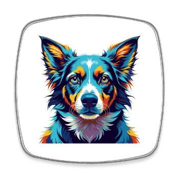 Slovensky Cuvac Chien Race Coloré Dessin Animé Kawaii - Magnet carré - blanc - Devant