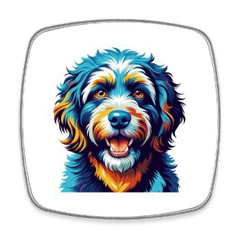 Spanisch Wasser Hund Rasse Bunt Karikatur Kawaii - Viereckiger Kühlschrankmagnet - Weiß - Vorne