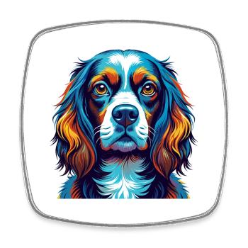 Spaniel Hunderasse Bunt Karikatur Kawaii - Viereckiger Kühlschrankmagnet - Weiß - Vorne