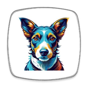 Glatter Foxterrier Hunderasse Karikatur Kawaii - Viereckiger Kühlschrankmagnet - Weiß - Vorne
