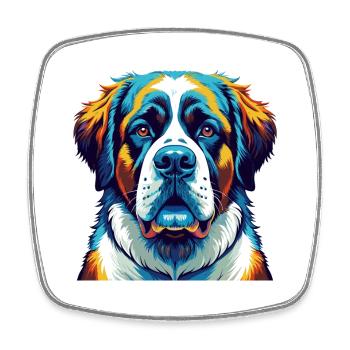 St Bernard Dog Breed Colorful Cartoon Kawaii - Square fridge magnet - white - Front