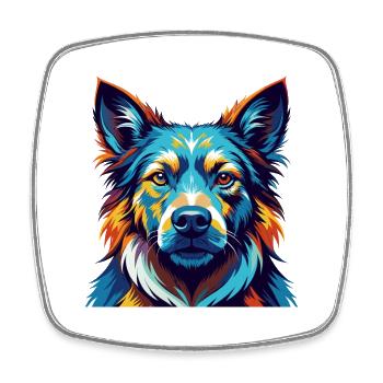 Taigan Kyrgyz Taighany Dog Breed Cartoon Kawaii - Square fridge magnet - white - Front