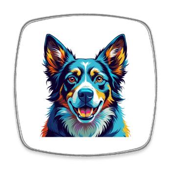 Schweizer Laufhund Hunderasse Bunte Karikatur Kawaii - Viereckiger Kühlschrankmagnet - Weiß - Vorne