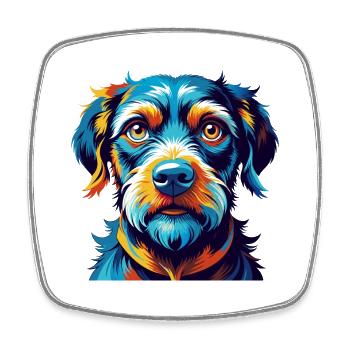 Stephens Cur Dog Breed Colorful Cartoon Kawaii - Square fridge magnet - white - Front