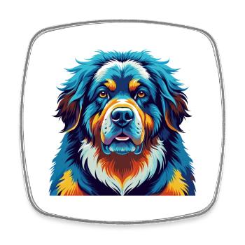 Tibetische Dogge Hunderasse Bunte Karikatur Kawaii - Viereckiger Kühlschrankmagnet - Weiß - Vorne