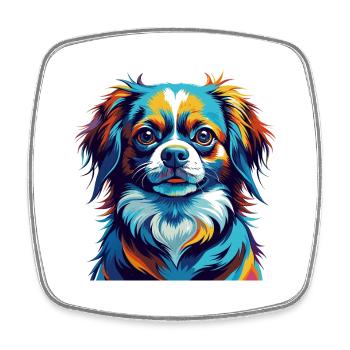 Épagneul tibétain chien race Dessin animé coloré Kawaii - Magnet carré - blanc - Devant