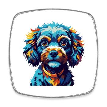 Jouet Caniche Chien Race Coloré Dessin Animé Kawaii - Magnet carré - blanc - Devant
