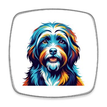 Tibetan Terrier Hunderasse Bunte Karikatur Kawaii - Viereckiger Kühlschrankmagnet - Weiß - Vorne