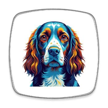 Welsh Springer Spaniel Dog Breed Cartoon Kawaii - Square fridge magnet - white - Front