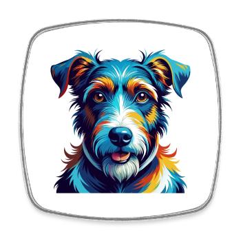 Fil Fox Terrier Chien Race Coloré Dessin Animé Kawaii - Magnet carré - blanc - Devant