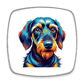 Wirehaired Dachshund Dog Breed Cartoon Kawaii - Square fridge magnet - white - Front