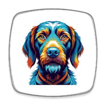 Fil de fer Vizsla race de chien dessin animé Kawaii - Magnet carré - blanc - Devant