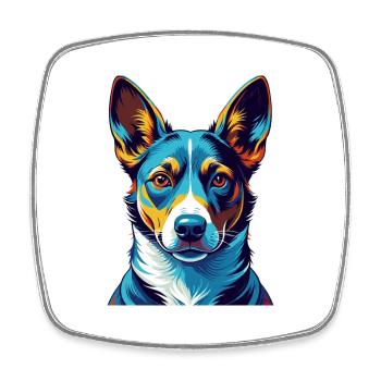Basenji Hunderasse Bunte Karikatur Kawaii - Viereckiger Kühlschrankmagnet - Weiß - Vorne