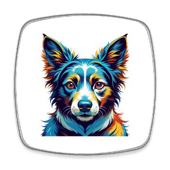 Argentino Dog Breed Colorful Cartoon Kawaii - Square fridge magnet - white - Front