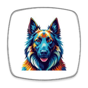 Belgian Tervuren Dog Breed Colorful Cartoon Kawaii - Square fridge magnet - white - Front