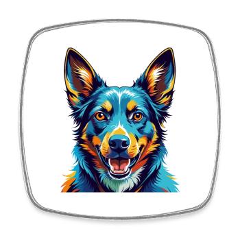 Kelpie australien chien race dessin animé Kawaii - Magnet carré - blanc - Devant
