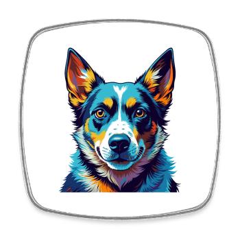 Bouvier australien chien race dessin animé Kawaii - Magnet carré - blanc - Devant