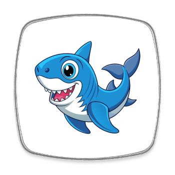 Shark Cute Mascot Cartoon Character Kawaii - Square fridge magnet - white - Front