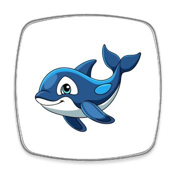 Orque Mascotte mignonne Personnage de dessin animé Kawaii - Magnet carré - blanc - Devant