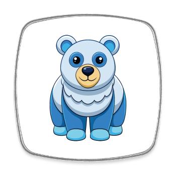 Eisbär Niedliches Maskottchen Cartoon Figur Kawaii - Viereckiger Kühlschrankmagnet - Weiß - Vorne