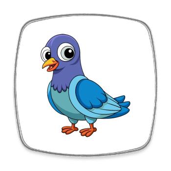 Taube Niedliche Maskottchen Cartoon Figur Kawaii - Viereckiger Kühlschrankmagnet - Weiß - Vorne