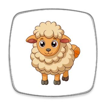 Schaf Niedliches Maskottchen Cartoon Figur Kawaii - Viereckiger Kühlschrankmagnet - Weiß - Vorne