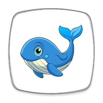 Baleine mignonne mascotte personnage de dessin animé Kawaii - Magnet carré - blanc - Devant