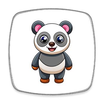 Panda Mignon Mascotte Personnage De Dessin Animé Kawaii - Magnet carré - blanc - Devant