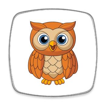 Eule Niedliche Maskottchen Zeichentrickfigur Kawaii - Viereckiger Kühlschrankmagnet - Weiß - Vorne