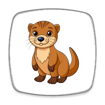 Loutre Mascotte mignonne Personnage de dessin animé Kawaii - Magnet carré - blanc - Devant