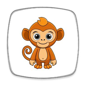 Monkey Cute Mascot Cartoon Character Kawaii - Square fridge magnet - white - Front