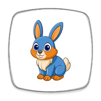 Rabbit Cute Mascot Cartoon Character Kawaii - Square fridge magnet - white - Front