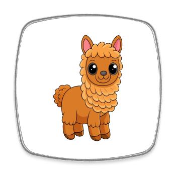 Alpaga Mignon Mascotte Personnage De Dessin Animé Kawaii - Magnet carré - blanc - Devant