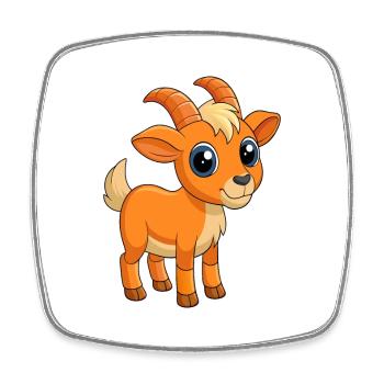 Chèvre Mignon Mascotte Personnage De Dessin Animé Kawaii - Magnet carré - blanc - Devant