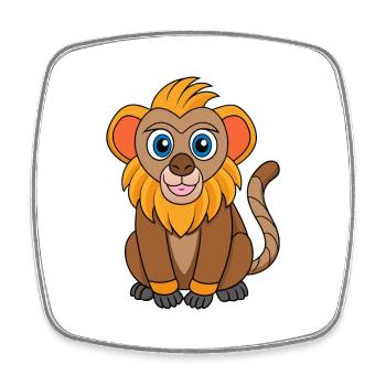 Baboon Cute Mascot Cartoon Character Kawaii - Square fridge magnet - white - Front