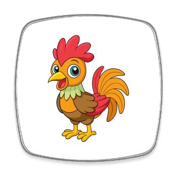 Rooster Cute Mascot Cartoon Character Kawaii - Square fridge magnet - white - Front