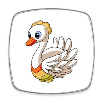 Cygne Mascotte mignonne Personnage de dessin animé Kawaii - Magnet carré - blanc - Devant