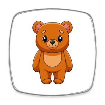 Bear Cute Mascot Cartoon Character Kawaii - Square fridge magnet - white - Front