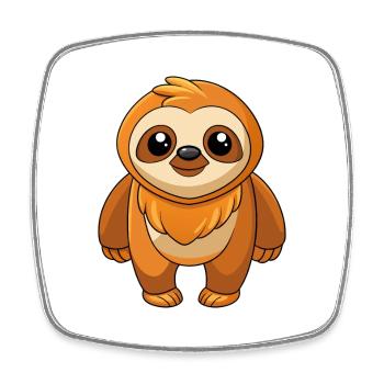 Sloth Cute Mascot Cartoon Character Kawaii - Square fridge magnet - white - Front