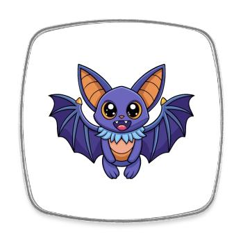Chauve-souris mignonne mascotte personnage de dessin animé Kawaii - Magnet carré - blanc - Devant