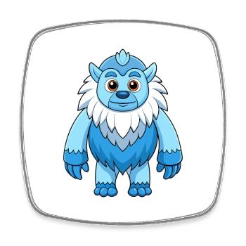 Yeti Cute Mascot Cartoon Character Kawaii - Square fridge magnet - white - Front