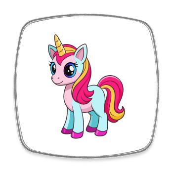 Unicorn Cute Mascot Cartoon Character Kawaii - Square fridge magnet - white - Front