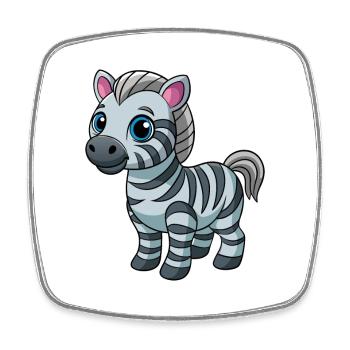 Zebra Cute Mascot Cartoon Character Kawaii - Square fridge magnet - white - Front