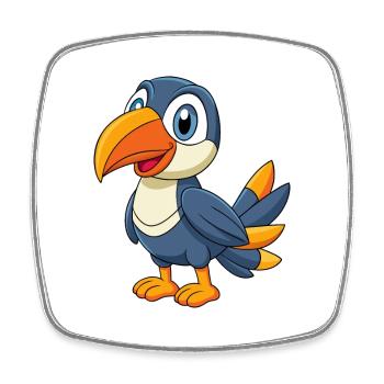 Toucan Mascotte mignonne Personnage de dessin animé Kawaii - Magnet carré - blanc - Devant