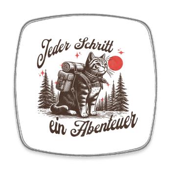Adventurous Cat Walker by the Night Sky - Square fridge magnet - white - Front