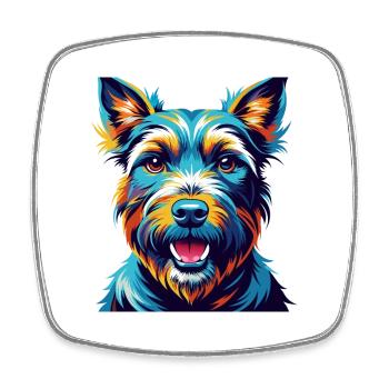 Welsh Terrier Dog Breed Colorful Cartoon Kawaii - Square fridge magnet - white - Front
